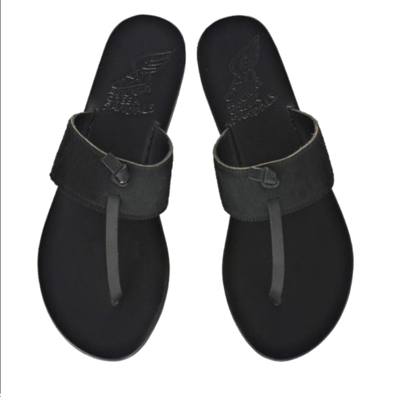 Ancient Greek Sandals Melina Pony Leather, Size EU 36/US 6, Color Black - Picture 1 of 9